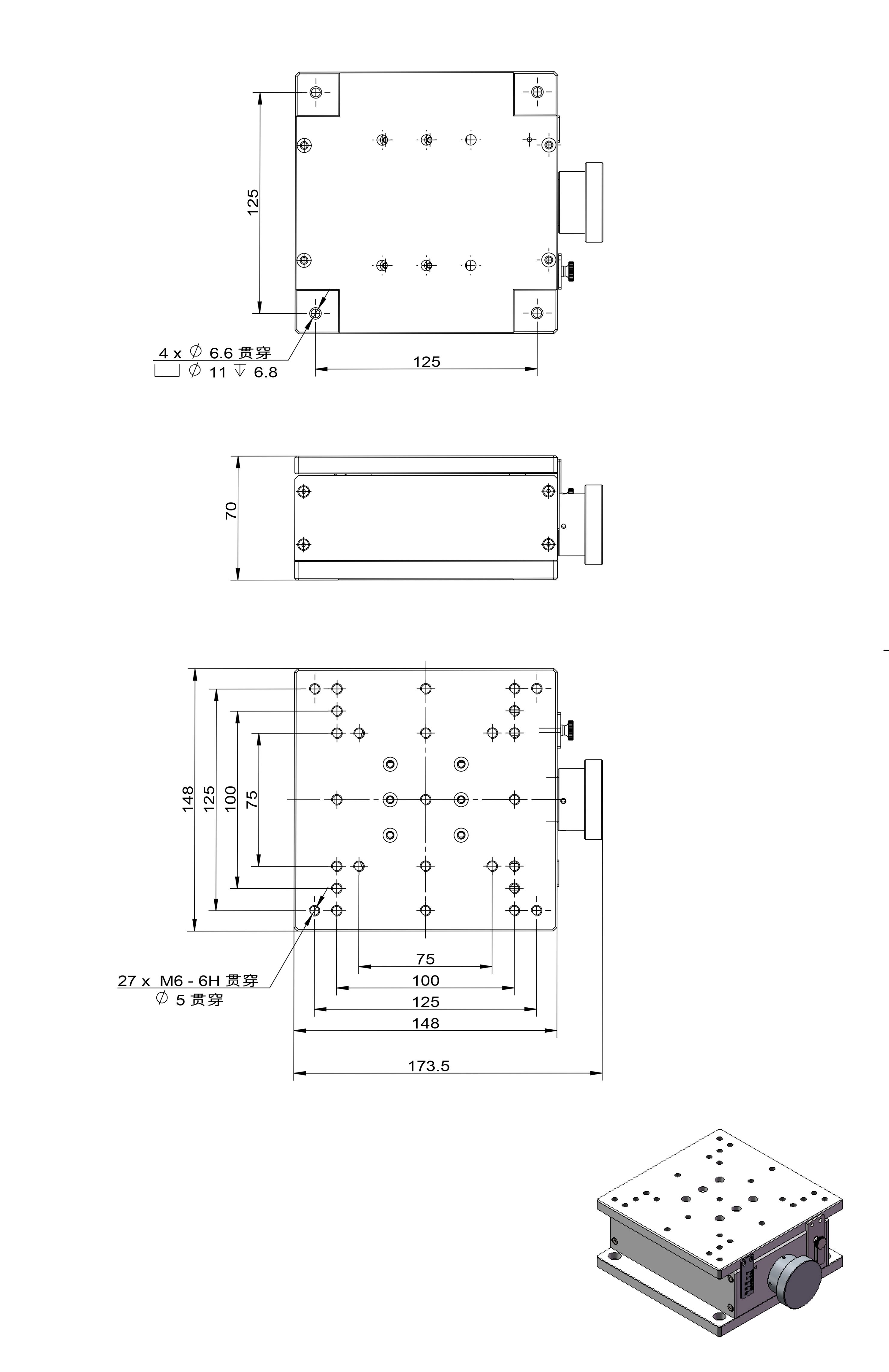 Manual lifting table travel 20MM PT-SD148