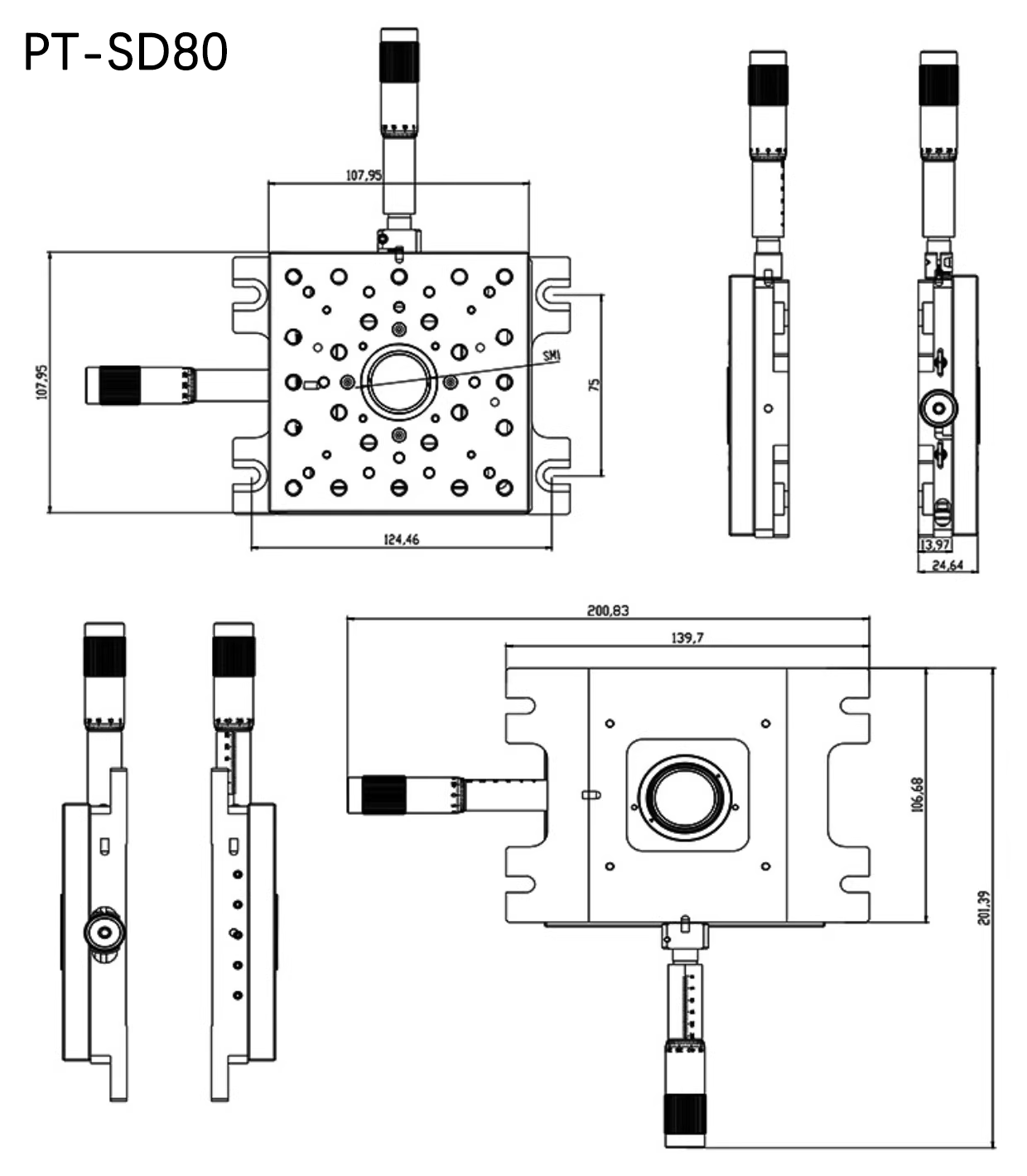 Manual Fine Adjustment Dual Axis Linear Moving Stage PT-SD79/80
