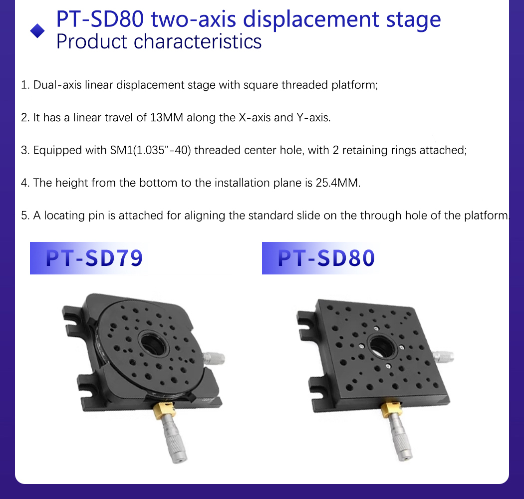 Manual Fine Adjustment Dual Axis Linear Moving Stage PT-SD79/80