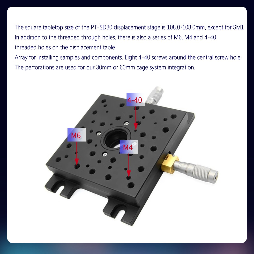 Manual Fine Adjustment Dual Axis Linear Moving Stage PT-SD79/80