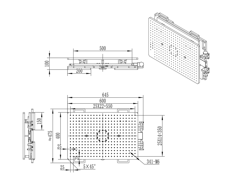 Precision manual tilting pitch table ±3°, load capacity 50kg, large table surface 400*600mm, PT-QX640
