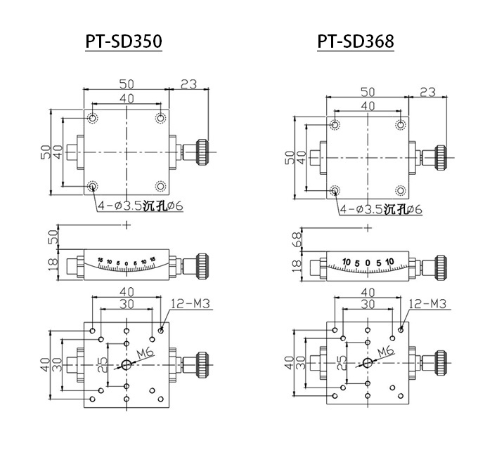 Precision manual Angle position stage and heavy-duty displacement stage PT-SD350