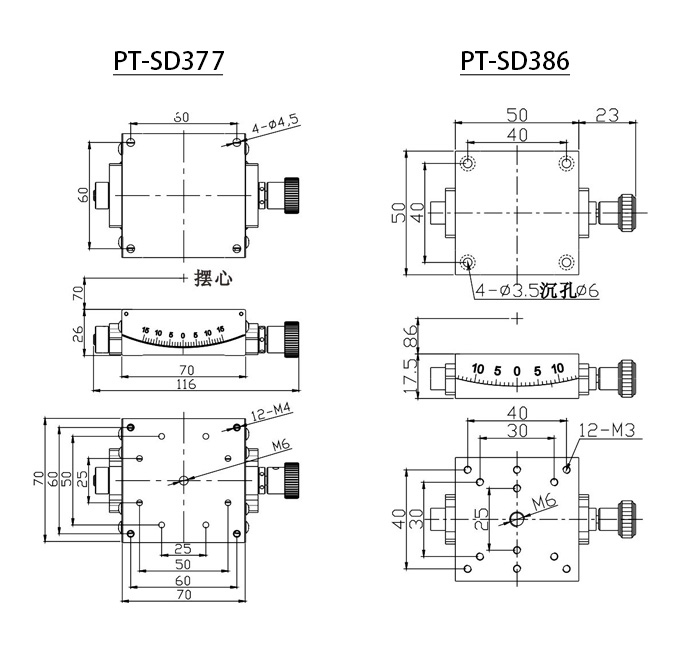 Precision manual Angle position stage and heavy-duty displacement stage PT-SD350
