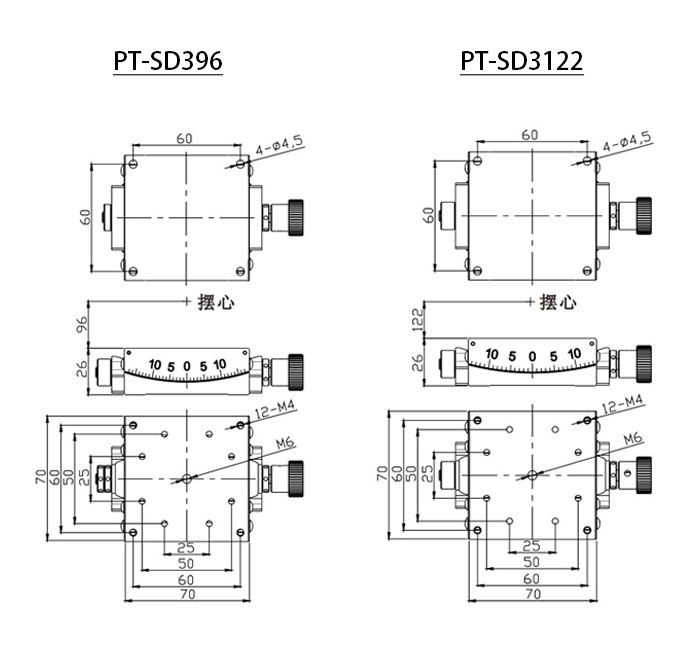Precision manual Angle position stage and heavy-duty displacement stage PT-SD350