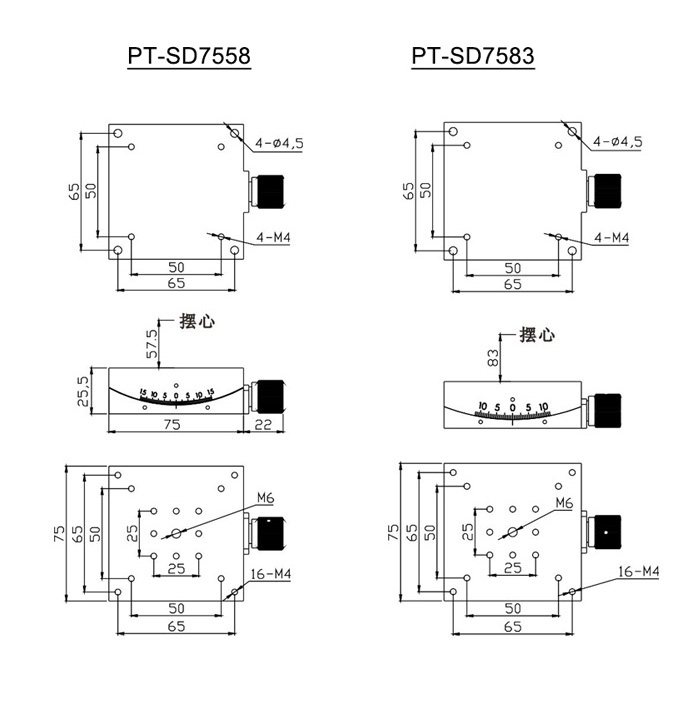 Precision manual Angle position stage and heavy-duty displacement stage PT-SD350
