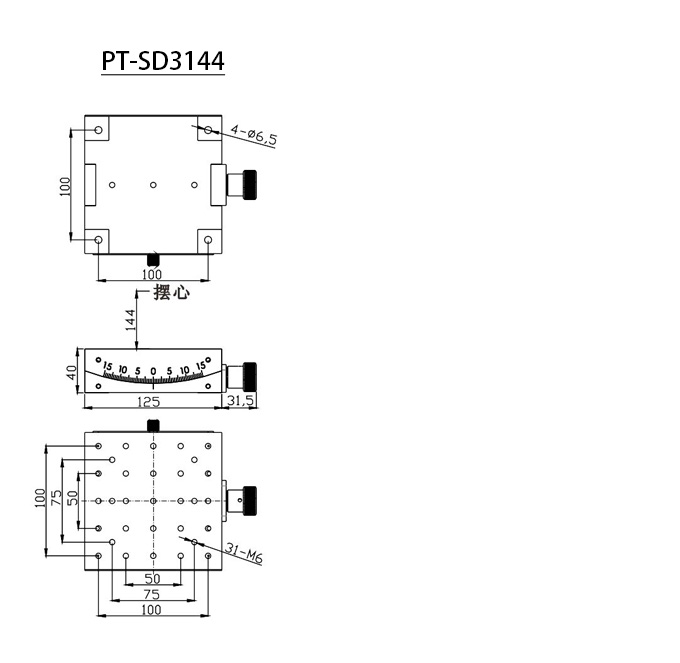 PT-SD3144 Precision manual Angle position stage, heavy-duty displacement stage, 10° to 15°