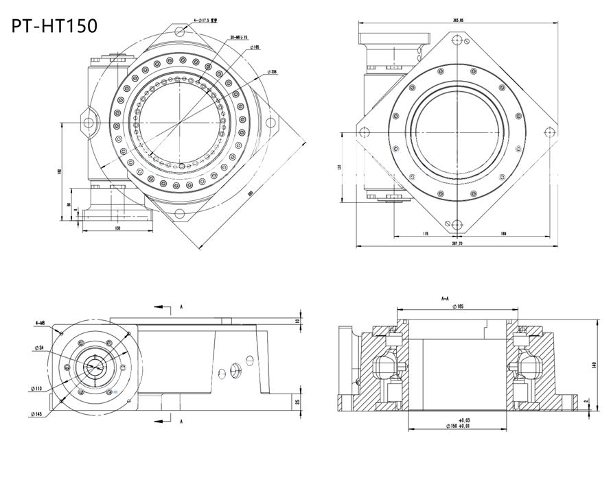 High-precision heavy-duty electric rotary platform hollow high-speed turntable PT-HT100