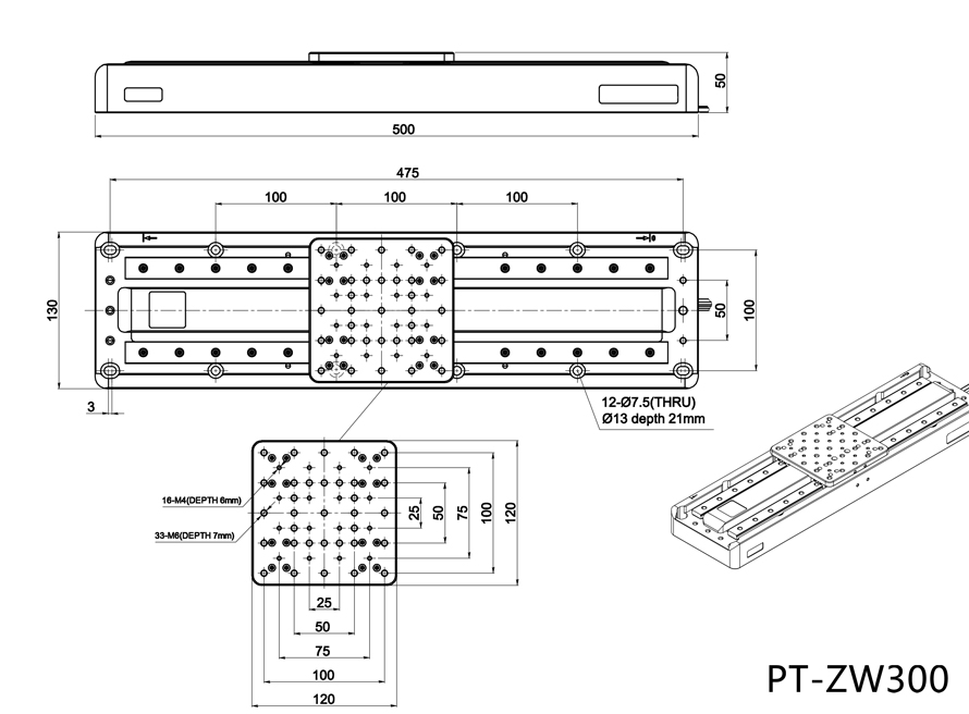 The PT-ZW220 high-precision direct drive electronically controlled translation stage has long strokes of 220 and 300mm