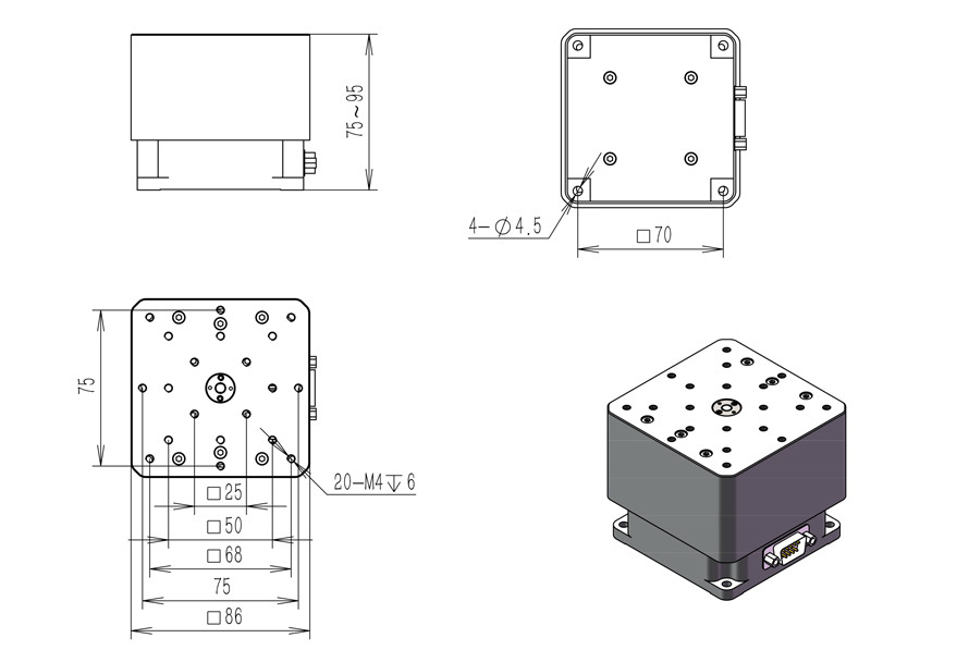 The SN20 high-precision electric lifting platform has an accuracy of 1.5μm and a center load capacity of 10kg