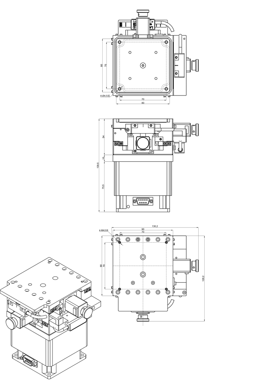 High-precision electric three-dimensional combined lifting and translation stage PT-XYZ30 PT-XYZ30M