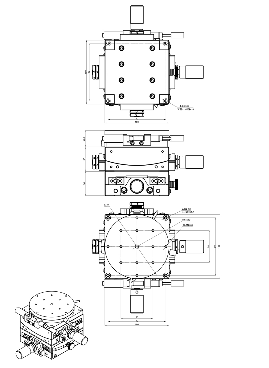 XY pitch position table, manual three-dimensional table, rotary table SDZ-310R100