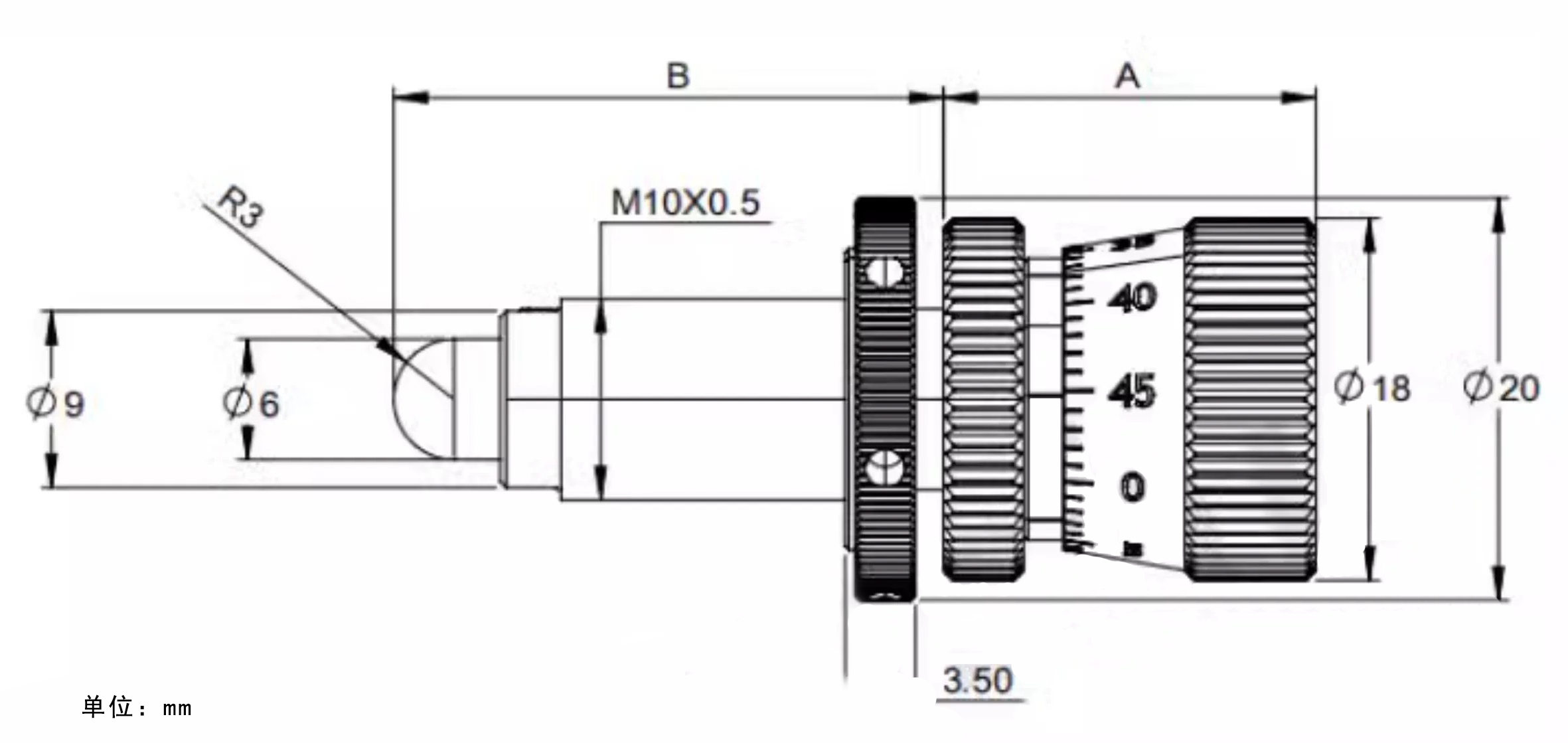 Differential regulator/differential head/Pitch 0.5mm/ Fine-tuning stroke 0.5mm Differential regulator/differential head/Pitch 0.5mm/ Fine-tuning stroke 0.5mm