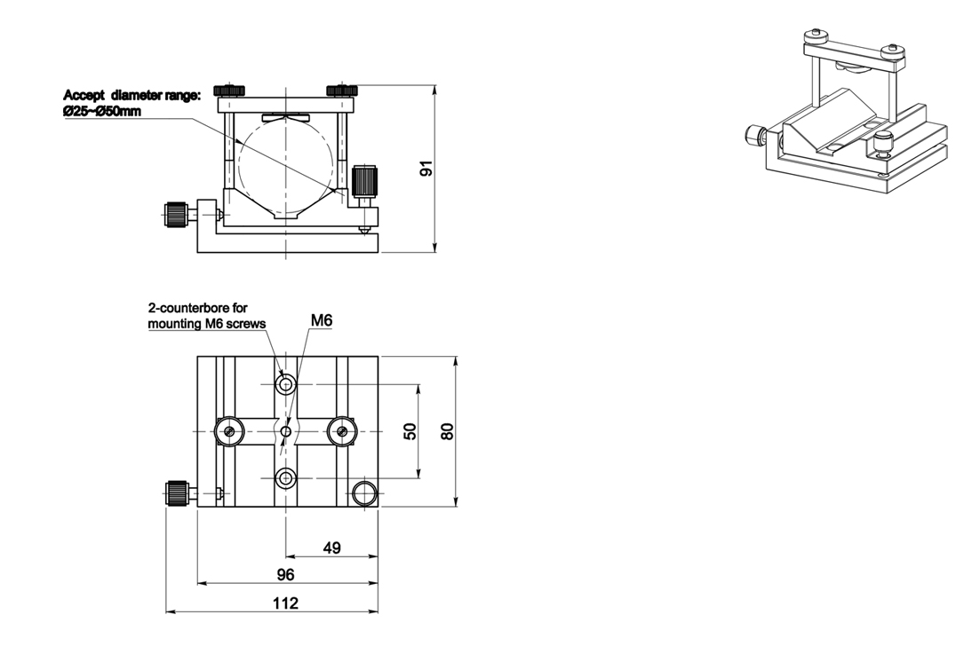 PGG101M-2550 Laser Clamping Frame (V-shaped Base)