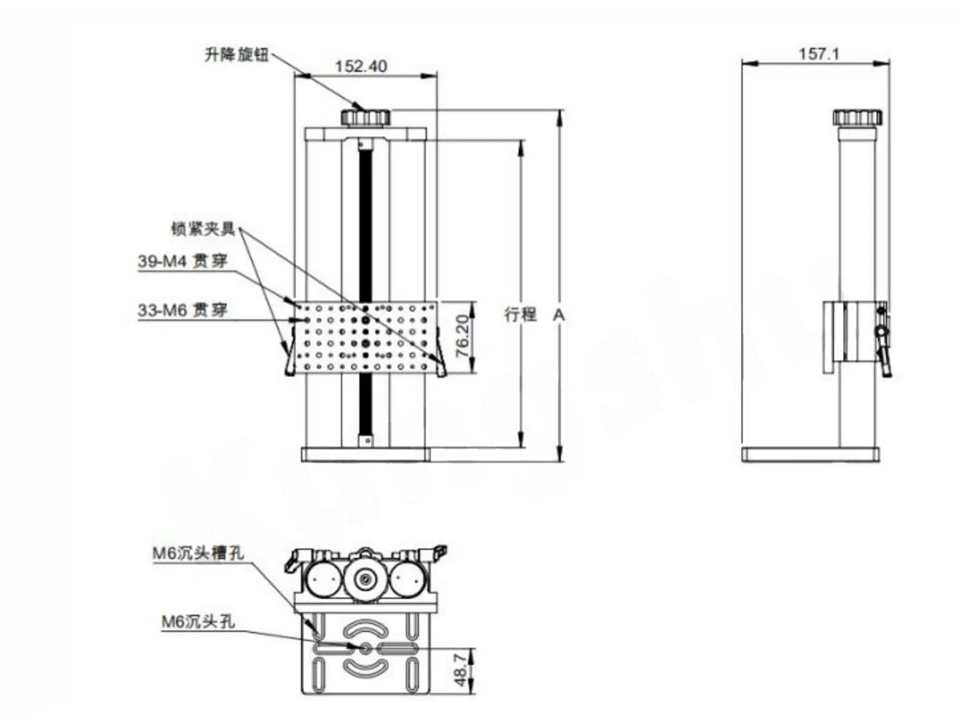 Vertical displacement stage, adjustable height platform\Precise fine-tuning large-load platform PT-SD1016
