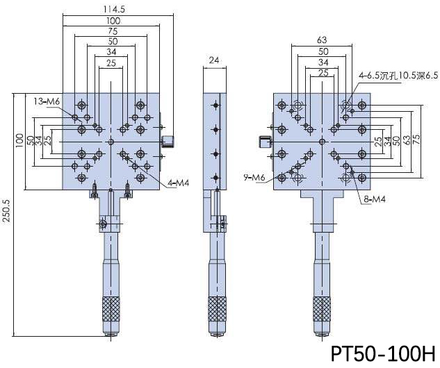 X Axis Manual Linear Stage, Manual Displacement Station, Manual Platform PT50-100H