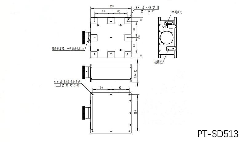 High-precision Z-axis manual height-adjustable platform with wedge-shaped one-dimensional height adjustment PT-SD512 High-precision Z-axis manual height-adjustable platform with wedge-shaped one-dimensional height adjustment PT-SD512