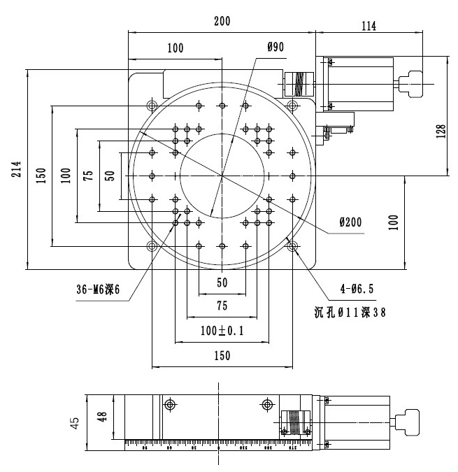 High-precision electric rotating table (ultra-thin model) PX110-200CB High-precision electric rotating table (ultra-thin model) PX110-200CB