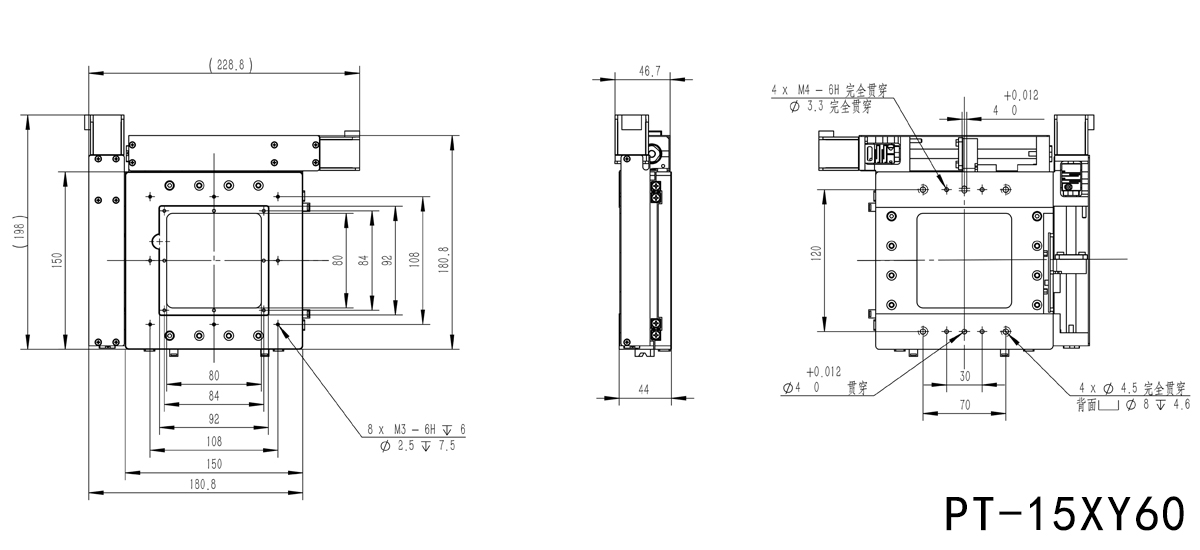 PT-12XY60 High-precision Electric Integral XY Positioning Stage with 60mm XY Axis Travel PT-12XY60 High-precision Electric Integral XY Positioning Stage with 60mm XY Axis Travel