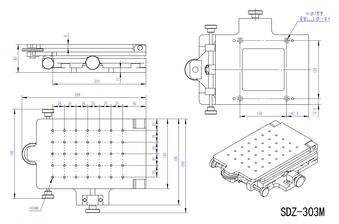 Three-dimensional platform manual rotation pitch translation adjustment table SDZ-301M