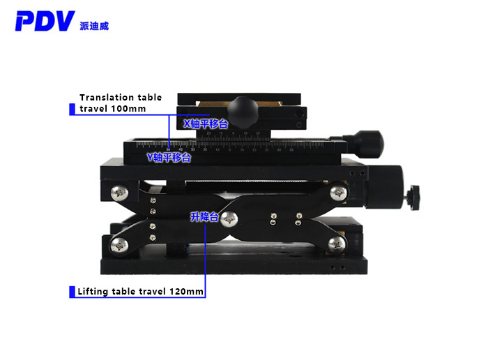 Small XYZ Three-axis Manual Displacement Stage XY-axis Travel 100mm Z-axis 120mm