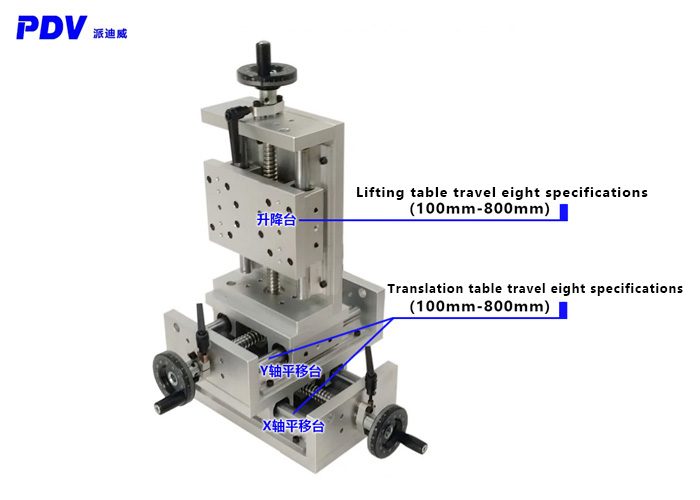 PT110 Series Manual Ball Screw Slide Stage Three Axis Combined Platform