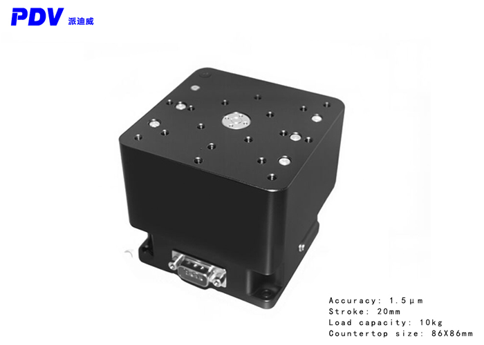 The SN20 high-precision electric lifting platform has an accuracy of 1.5μm and a center load capacity of 10kg
