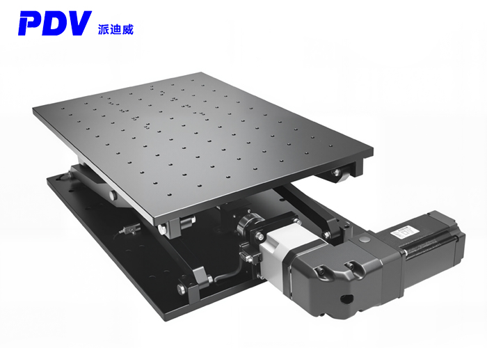 The PT-GD460 electric scissor lift platform has a temperature range of -40 to 70 degrees Celsius