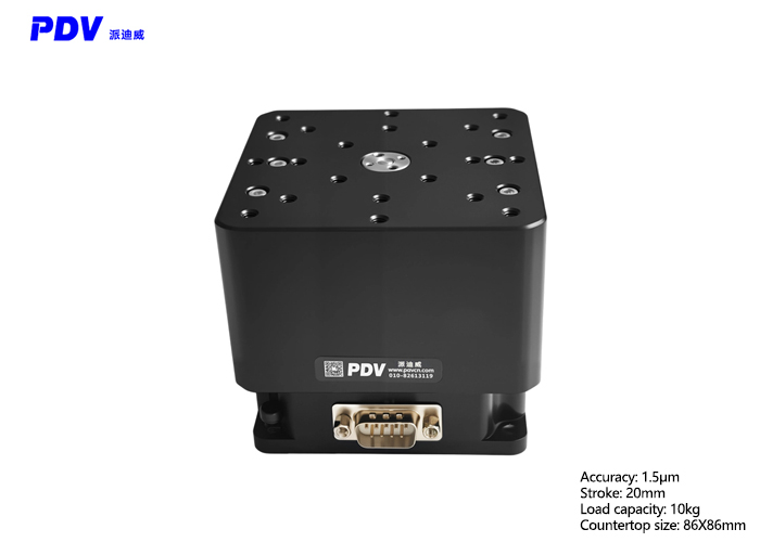 The SN20 high-precision electric lifting platform has an accuracy of 1.5μm and a center load capacity of 10kg