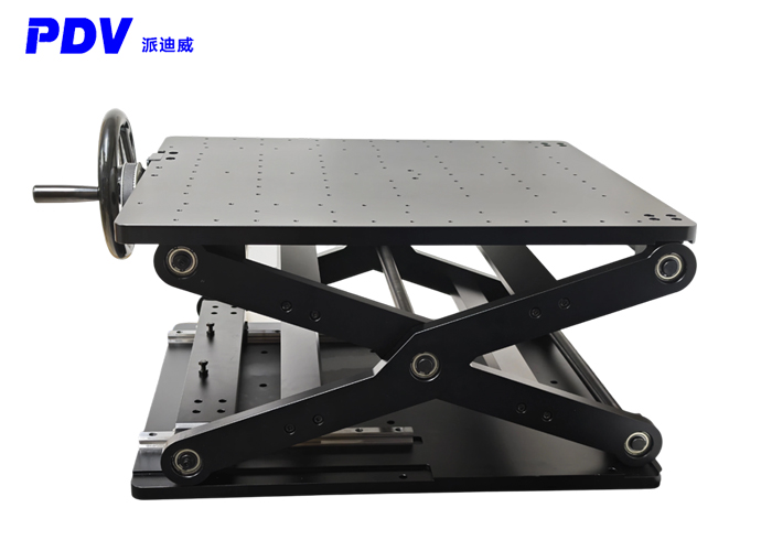 PT-SD5000 Manual Z-axis Scissor-Type Elevating Platform, capable of supporting 180 kilograms with a large stroke of 500mm PT-SD5000 Manual Z-axis Scissor-Type Elevating Platform, capable of supporting 180 kilograms with a large stroke of 500mm