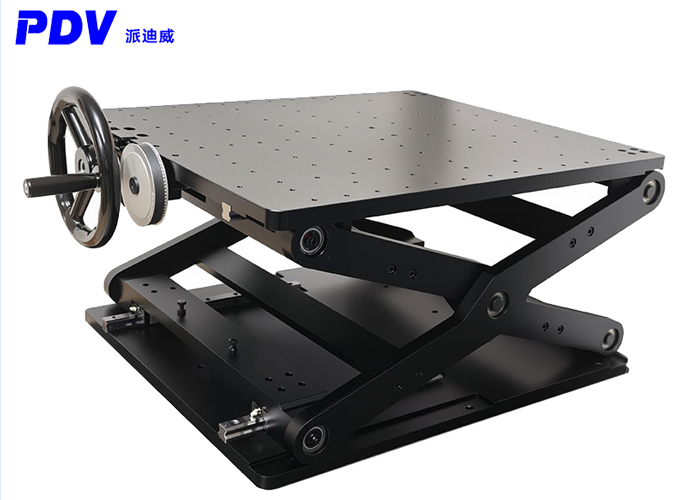 PT-SD5000 Manual Z-axis Scissor-Type Elevating Platform, capable of supporting 180 kilograms with a large stroke of 500mm PT-SD5000 Manual Z-axis Scissor-Type Elevating Platform, capable of supporting 180 kilograms with a large stroke of 500mm