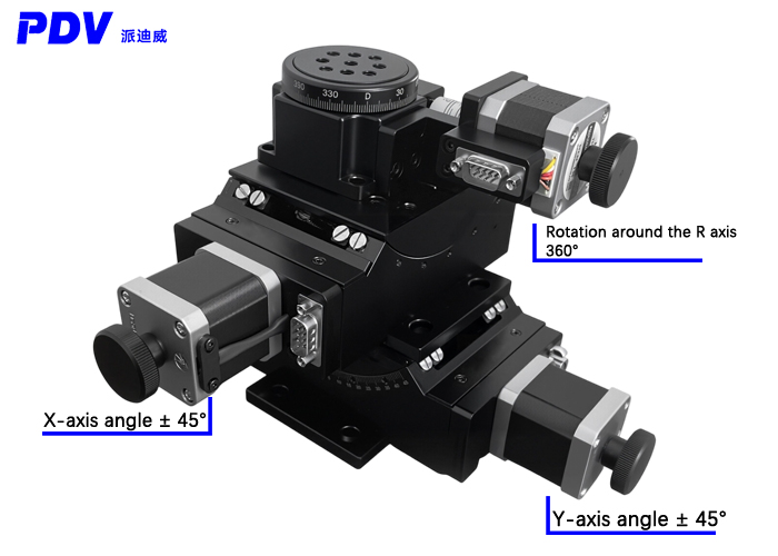 Electric three-dimensional stage (XY/RX/RY) azimuth adjustment stage, angle swinging platform GD303 + 110 - 60
